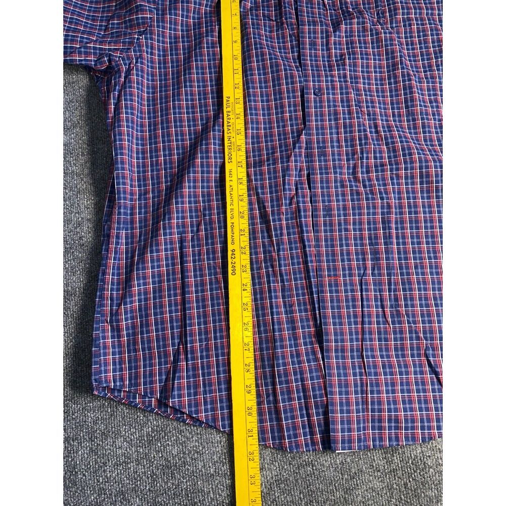 Berkley Jensey Shirt Mens XL Blue Plaid Wrinkle Free Cotton Collared Button Down - Picture 4 of 5